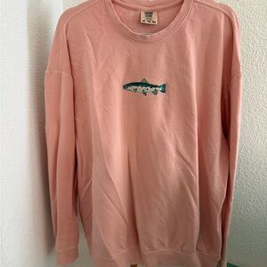 Crewneck Sweatshirt in Dusty Pink with Fish Embroidery